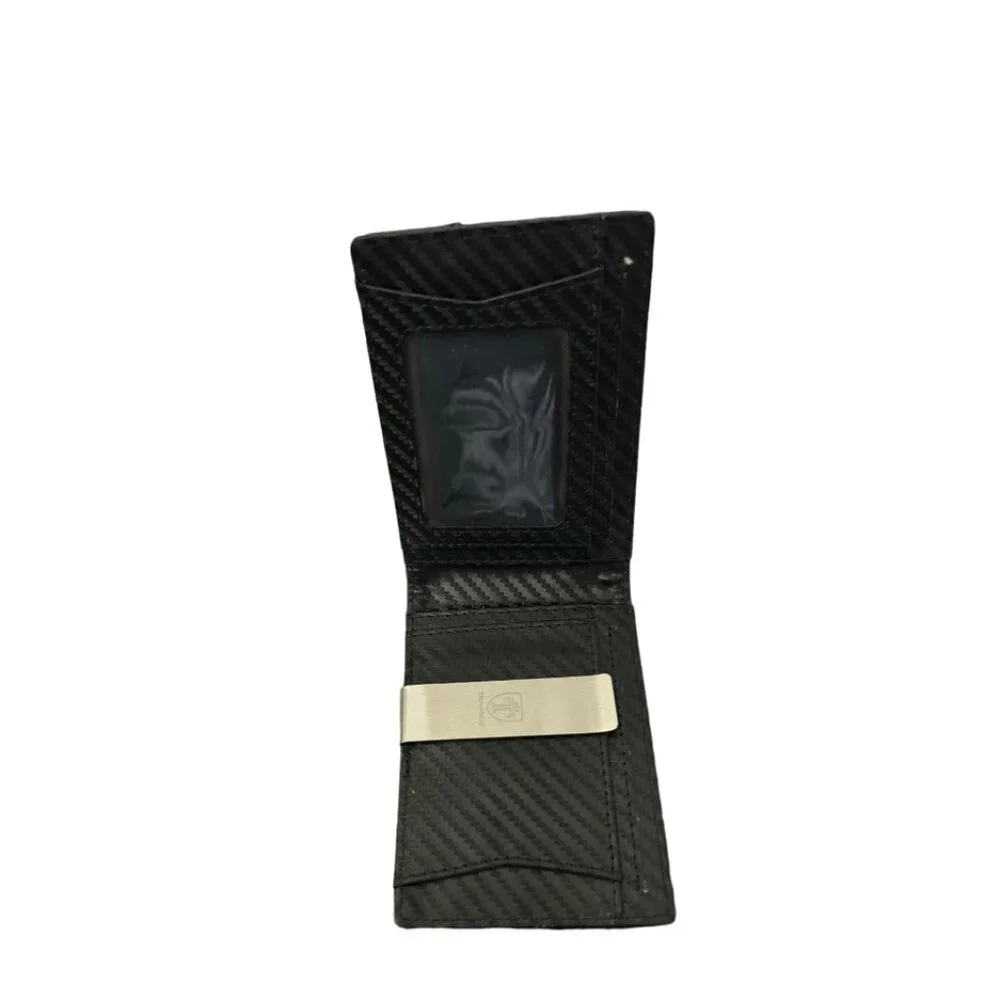 Travando  Men's Slim Wallet with Money Clip Austin RFID blocking Holder - Carbon